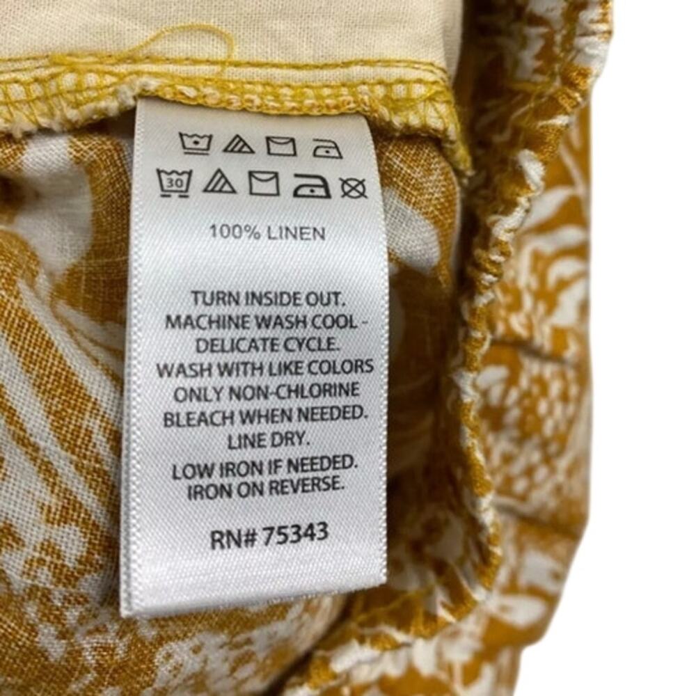 Christian Siriano Linen Womens Skirt size L Boho vacation Floral cream mustard - Picture 6 of 9